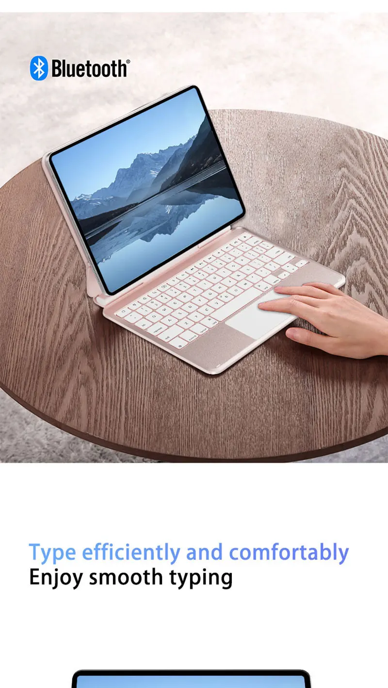 product laudtec aluminum alloy magic keyboard case pu leather folio for ipad air 202611 m4 with trackpad ultra thin waterproof-9