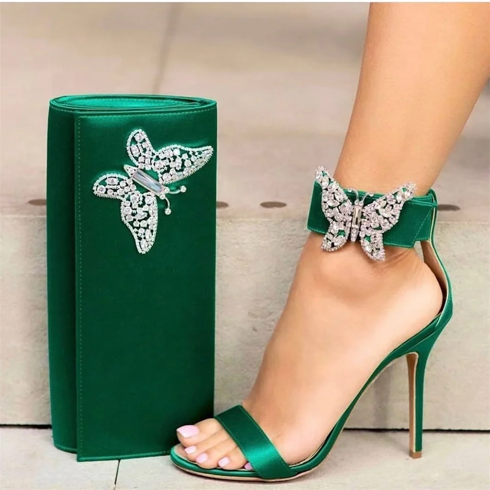 Fashion Butterfly Shoe Buckles Rhinestone Crystal Bows Brooch Pins