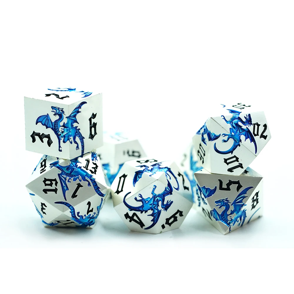 新デザイン 青龍ダイスセット Dnd 多角形 シャープエッジ レジン製ダイス RPGダンジョン チェッカーボード ゲーム用 カスタム シャープダイス