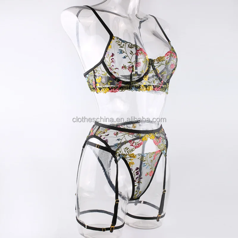 Chuangerm Oem 2024 New Fashion Wholesale Sexy Perspective Floral Bra