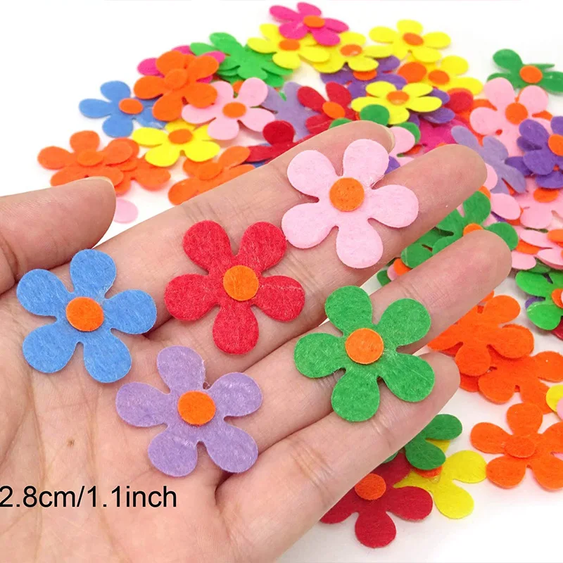 120 Pieces Felt Fabric Flower Handmade Diy Art Crafts Assorted Colors