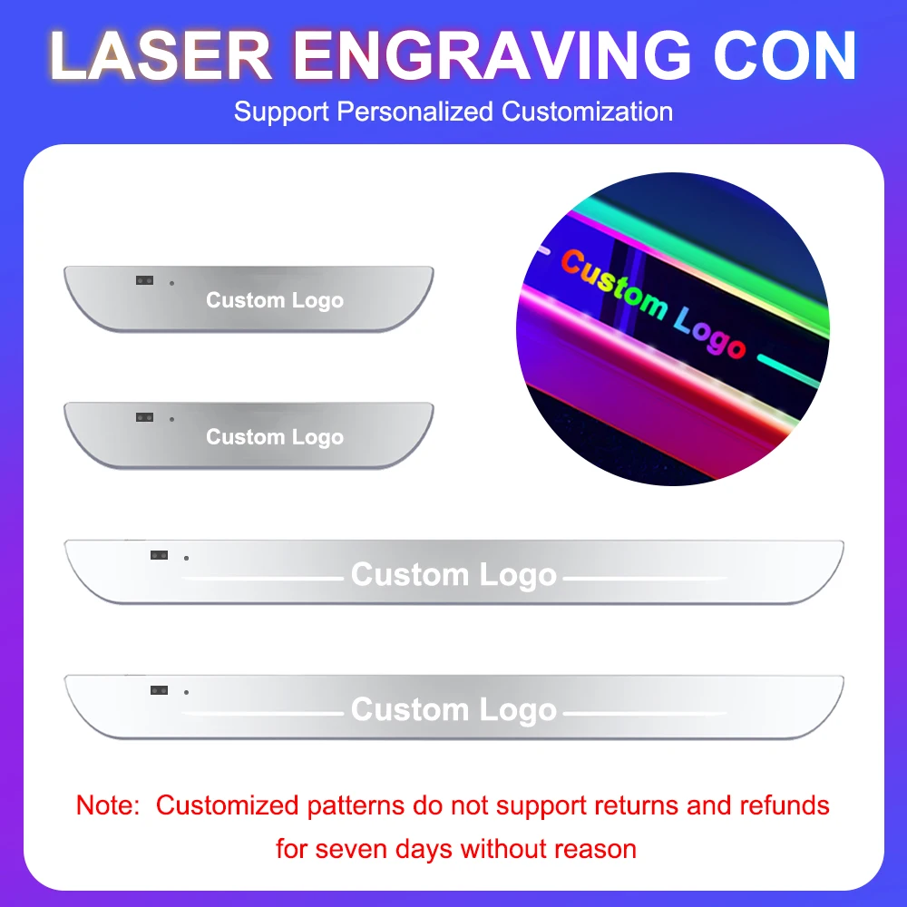 PEL Custom Logo Led Welcome Pedal Car Threshold Scuff Plate Wireless Car Door Sill Light for Car Door Guard