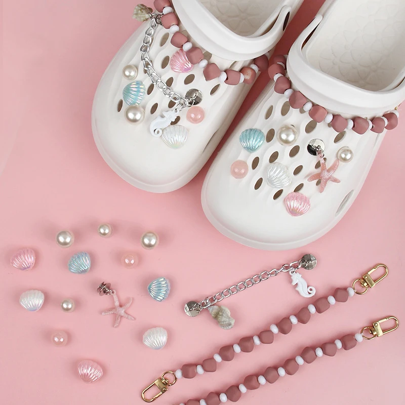 Croc Charms Set Shell Big Pearl Cute Christmas DIY Pink White Purple Only  Decorations, Not Include Shoes Clog Charm Colorful