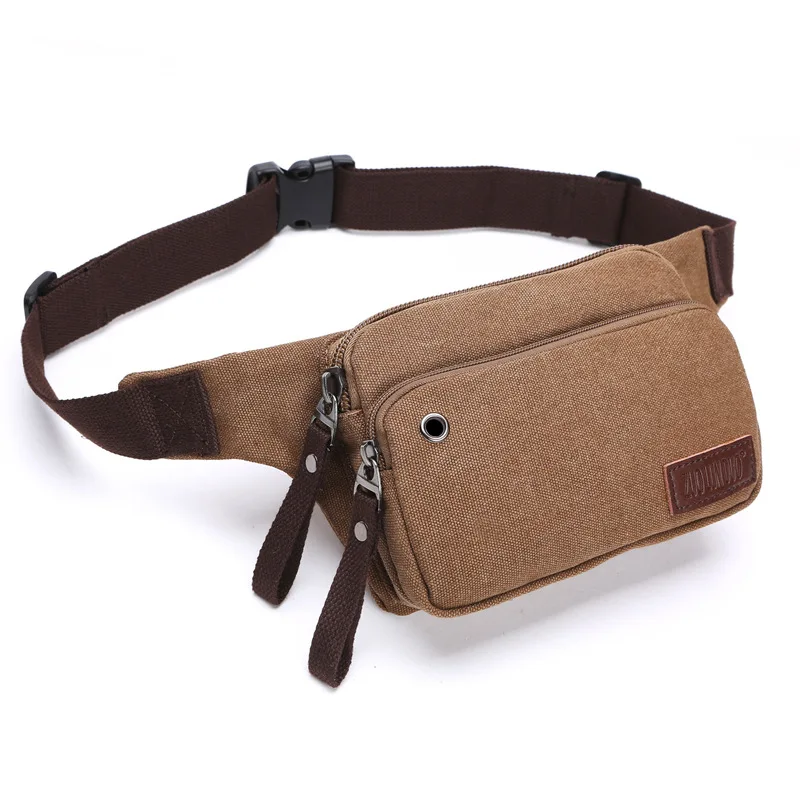 Men's trendy canvas messenger bag casual simple waist bag cash register bag