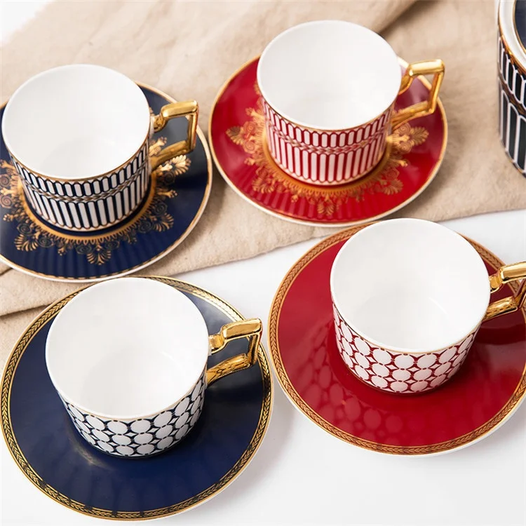 English Good Quality Custom Printed Bulk Chinese Bone China Tea Cup and Saucer