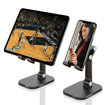 2020 New Laudtec Desk Mobile Phone Holder, Folding Metal Desktop Tablet Holder Universal Table Cell Phone Stand