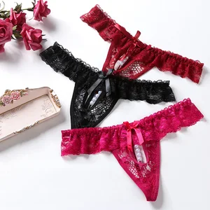 HD251 Ms Pearl Underwear Vibration Sexy Lace Europe and the United States Interest Open Files Thong Low-rise t Pants Female