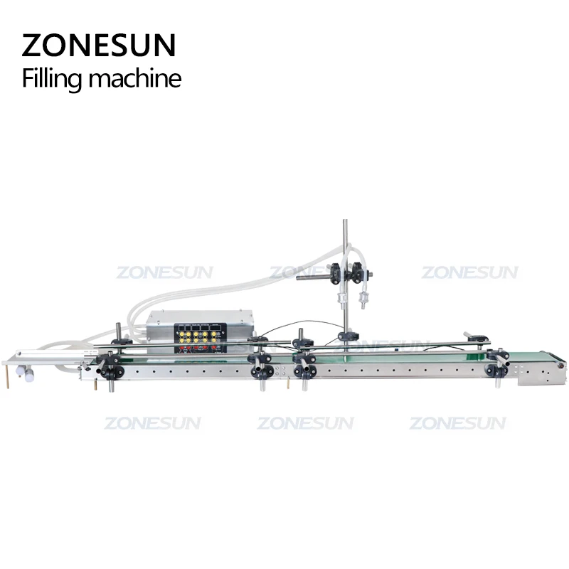ZONESUN Double Head Automatic Small Round Plastic Bottles Essential Oil Perfume Juice Liquid FiIlling Machine With Conveyor Belt - Image 4