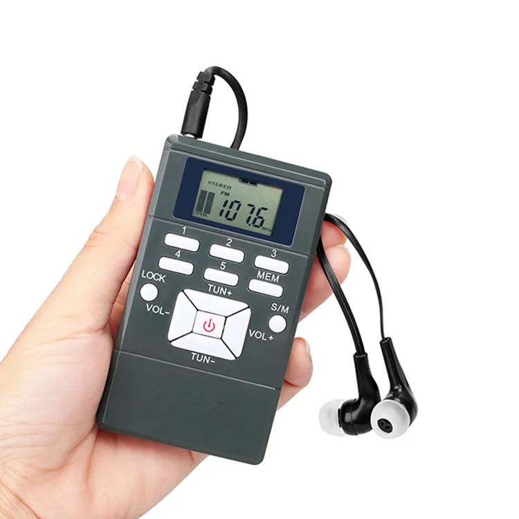 Wireless Custom Fixed Frequency Small Pocket Fm Radio Fm Digital Receiver Meeting Use with Headphone