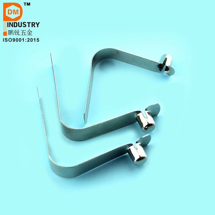 V Shape Spring Clip Solid Button Customized Stainless Steel Springs