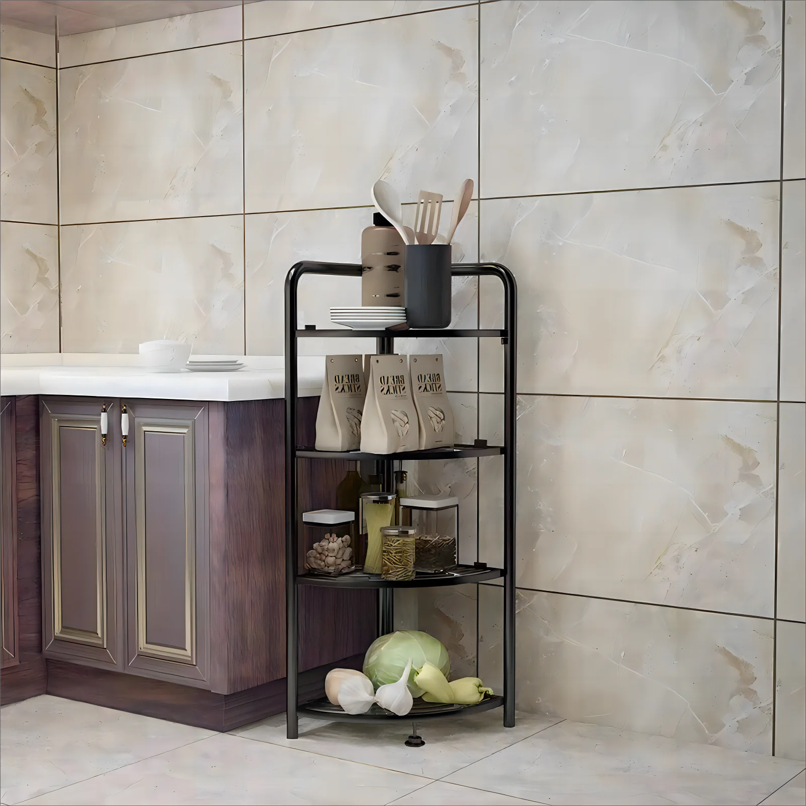 Easy To Install Triangle Storage Rack Fan-shaped Holder For Kitchen ...