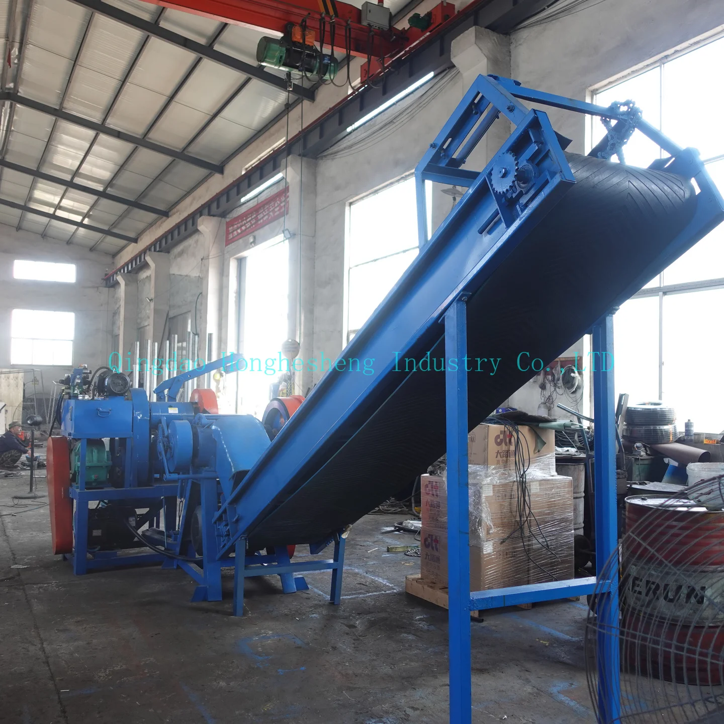 Tire Automatic Cutting Machine,Tire Strip and Block Cutter with Conveyor Belt,tire Block Cutter 3T/h