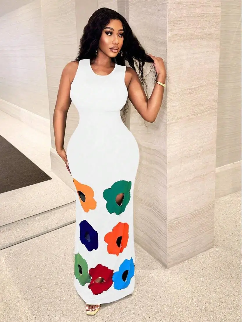Summer New Women Clothing Ladies Elegant Fashion Round Neck Sleeveless Color Matching Ho aperçu 7