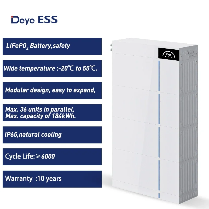 Deye Low Voltage Battery Ai-w5.1-b 51.2v 100ah Solar Battery Storage ...