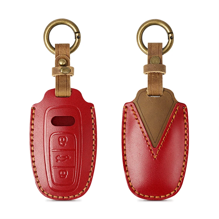 Customizable Colors and Gift Boxes Leather Key Case With Hooks Leather Key Cover for car car key holder