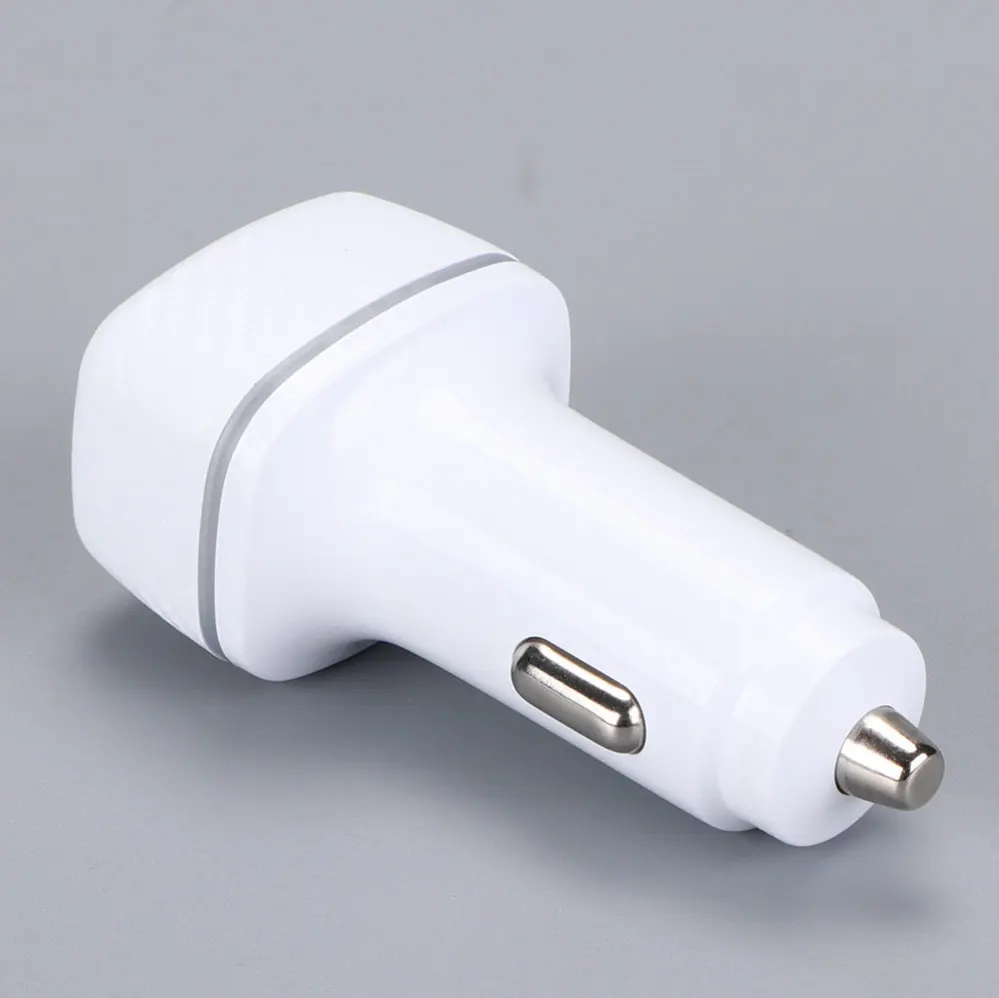  2 USB-A White With Indicating Light Square Car charger DC12V-24V 5012