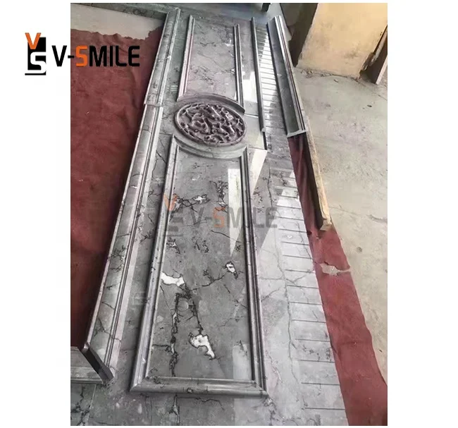 Chinese Dark Grey Marble with Overlapping Curve Veins Jamb Protector Door Casing Door & Window Frames