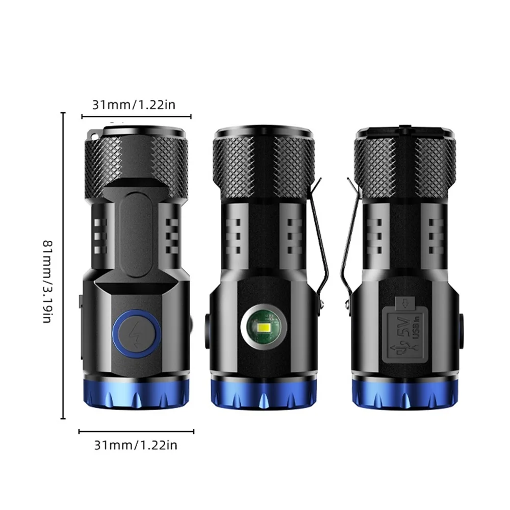6x Led High Bright Mini Palm Small Flashlight USB Rechargeable Portable Magnet Torch Outdoor Hiking Camping Home Work Car Torch