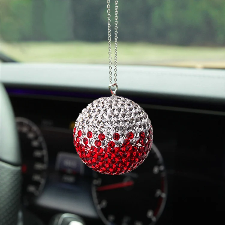 New Fashion Bling Bling Stainless Steel Rhinestone Car Auto Rearview Mirror Hanging Decoration Ball