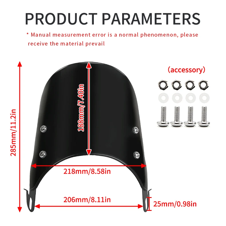 Universal Motorcycle Windscreen Windshield Motorbikes Wind Deflector Fly Screen With Mount For Most Motorcycle Headlights