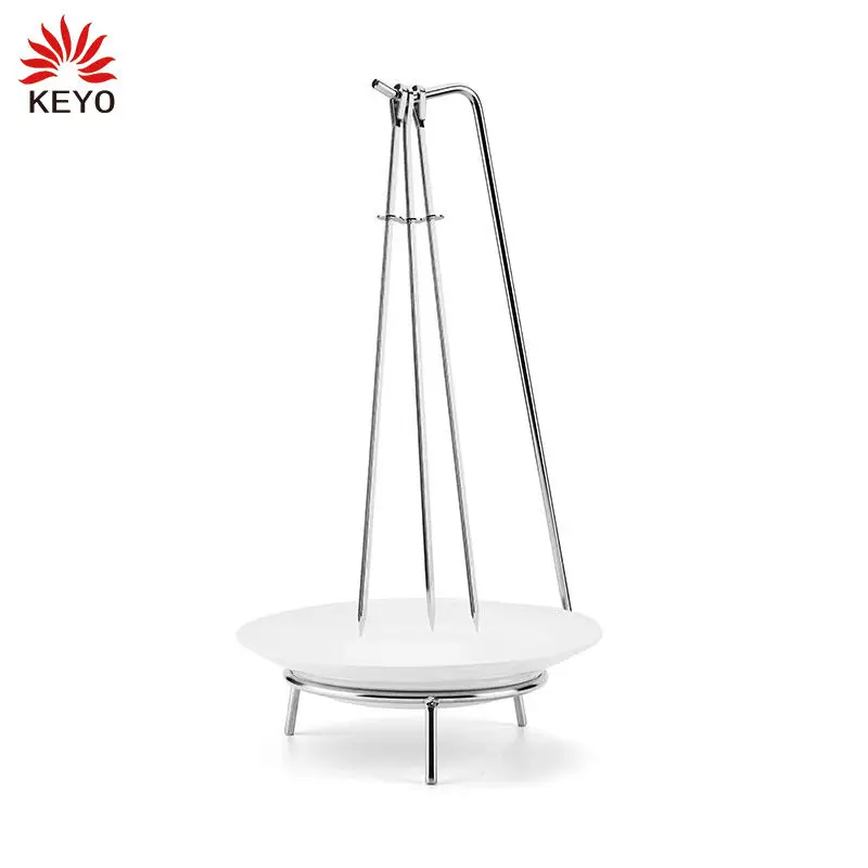 Keyo Stainless Steel Bbq Stand Rack Tool With Two Needles Bbq