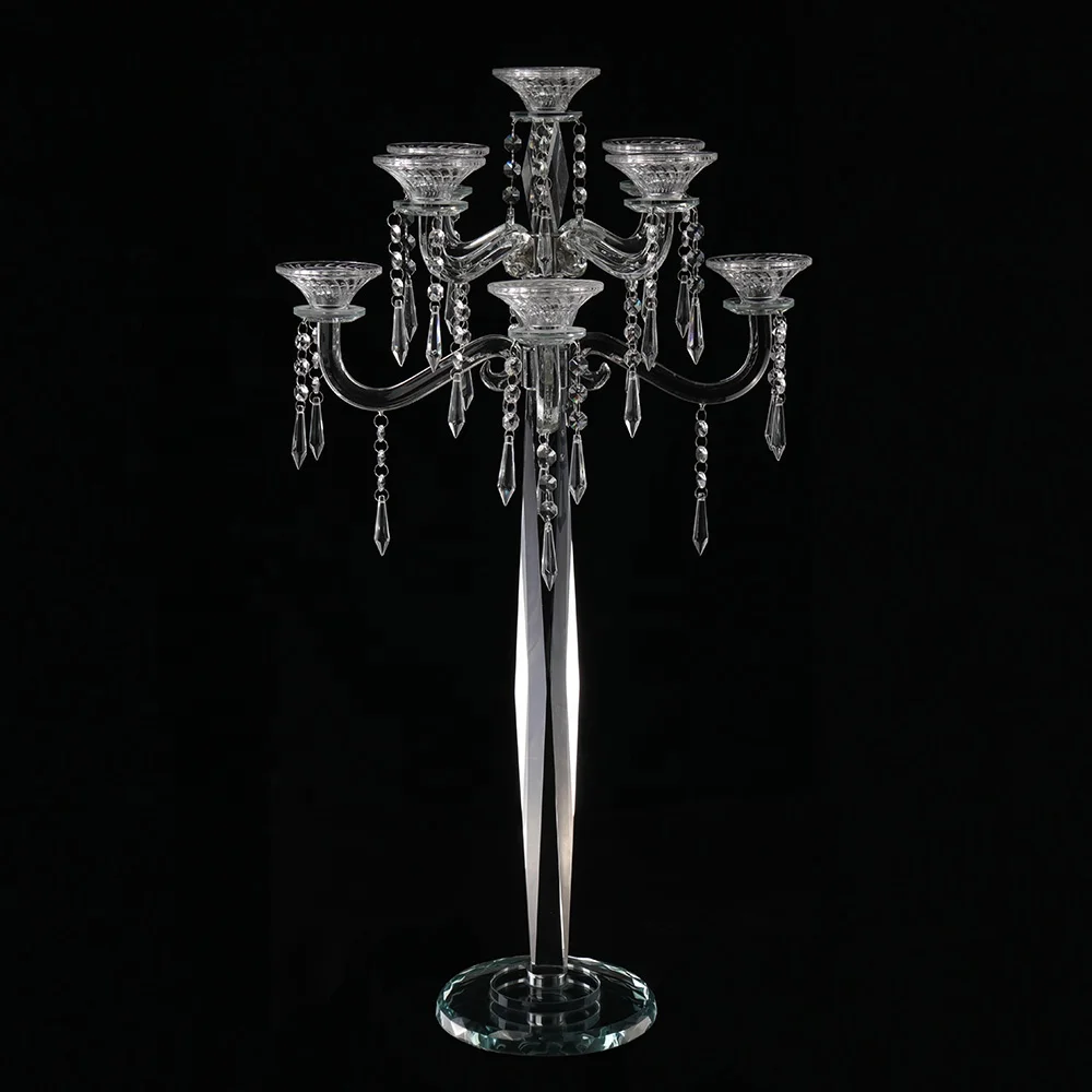 MH-Z154 стеклянный канделябр 9 рук хрустальный свадебное украшение