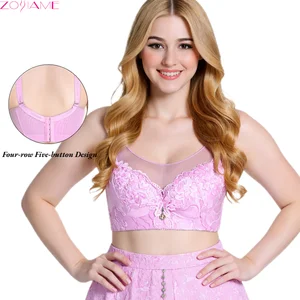 Trendy Lace-Trimmed Bandeau-Style Seamless Lightweight Full-Cup Adjustable Push-Up Eco-Friendly Wire-Free Sexy Plus Size Women