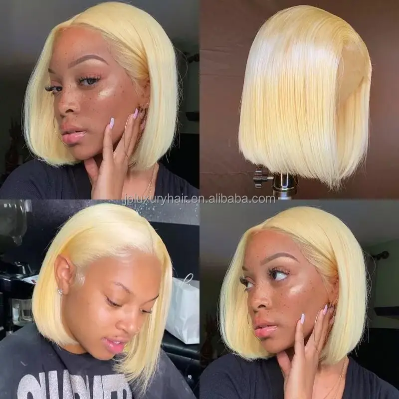 JP colorful 100 Brazilian human hair lace front wig short bob wig for black women virgin hair lace front wig with baby hair Alibaba