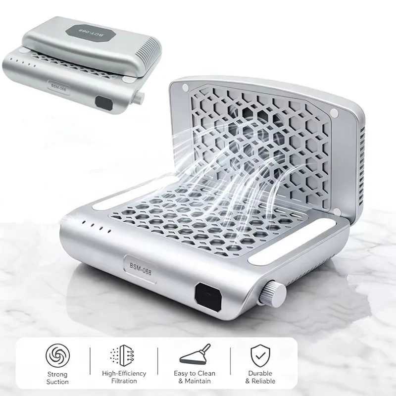 2032 4200RPM Strong-suction Foldable Dual-turbo Fan Nail Dust Collector with Two Turbo Fans Professional Nail Vacuum Cleaner