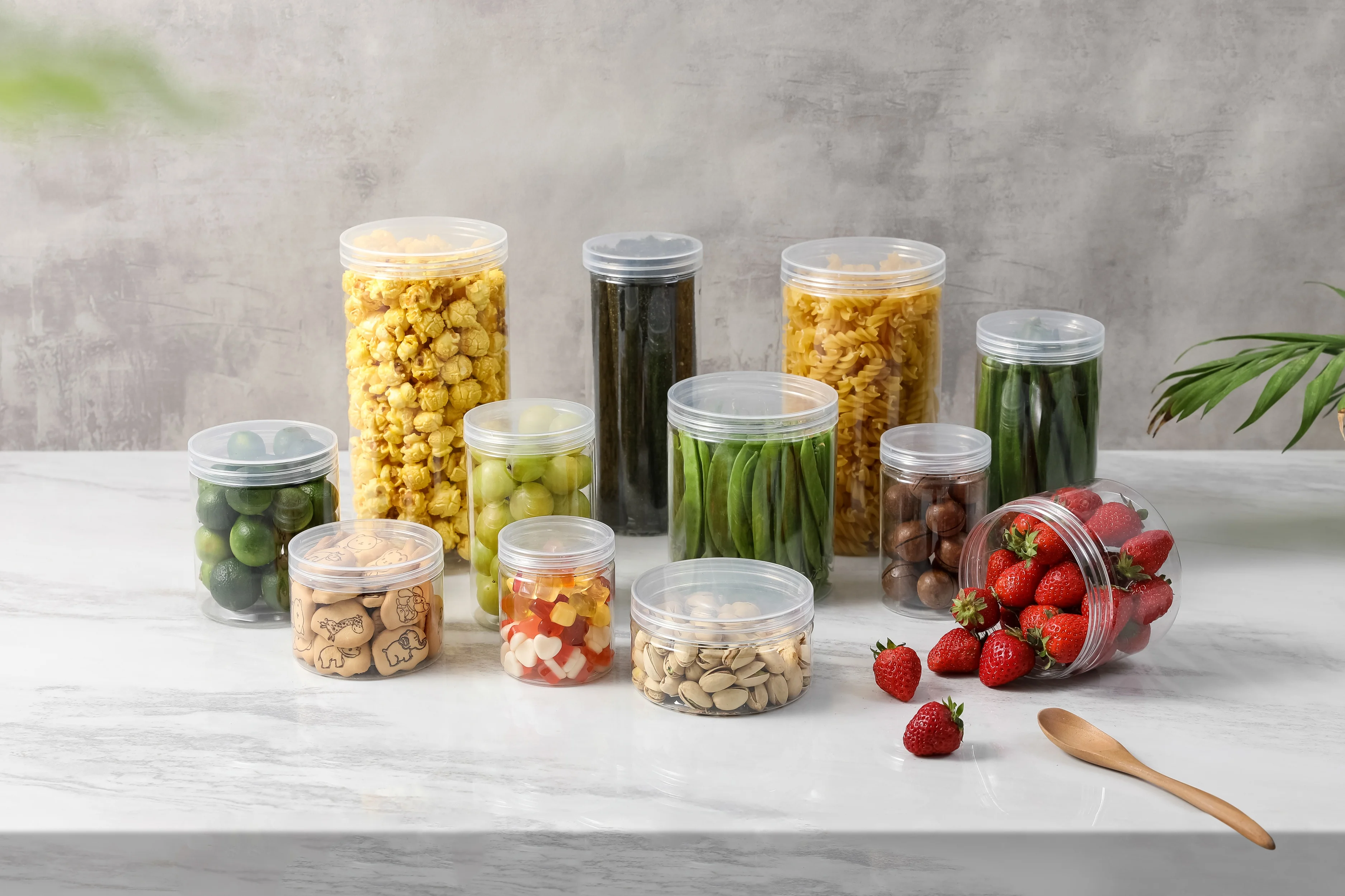 
Пластиковые банки для печенья с винтовыми крышками от 100 мл до 3800 мл 