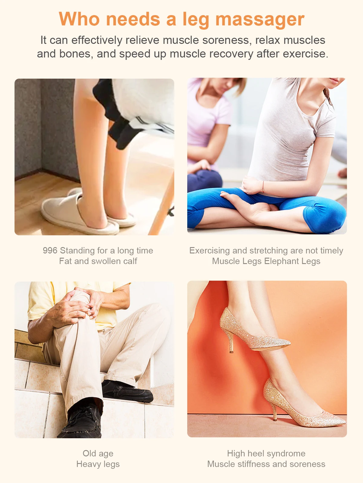Calf Muscle Pain Relief Air Compression Leg Massager Heat With Compression Circulation Leg Massage Machine