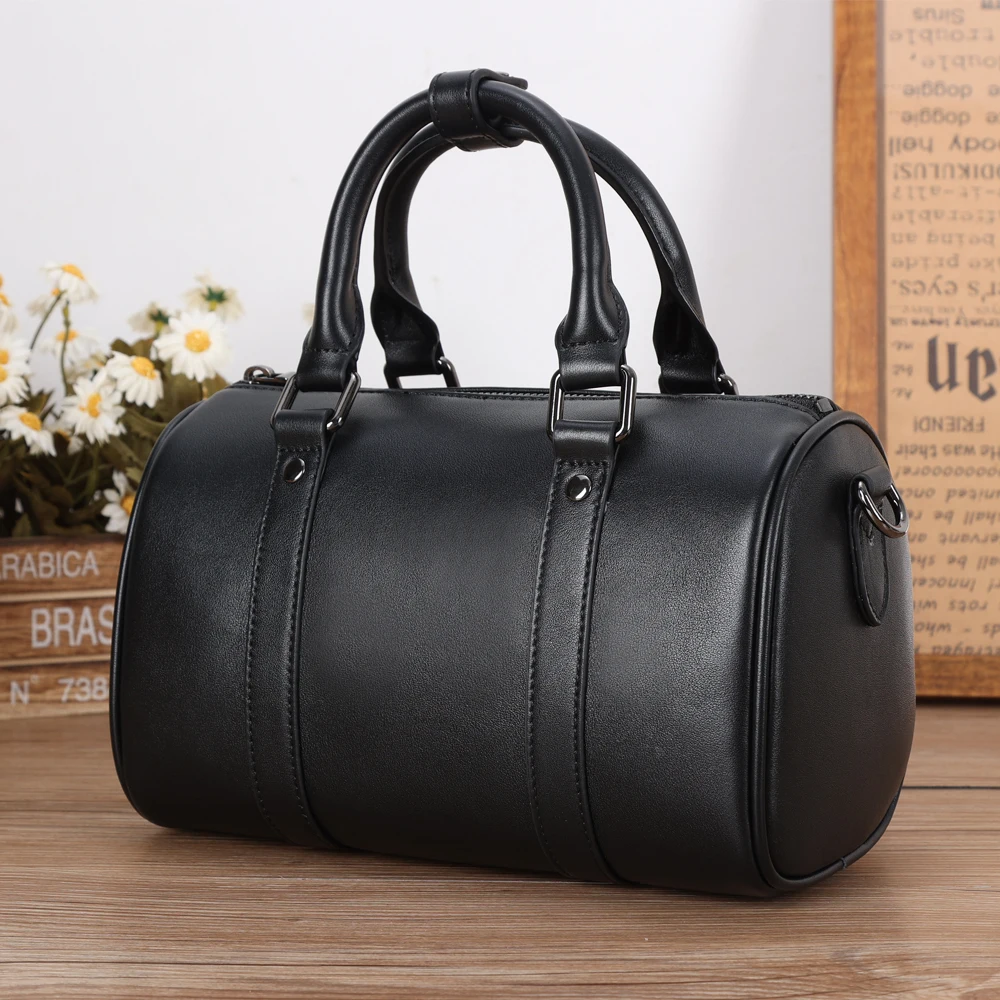 Full Grain Leather Messenger Bag Real Cowhide Black Nature Genuine Leather Shoulder Travel Crossbody Sling Bag