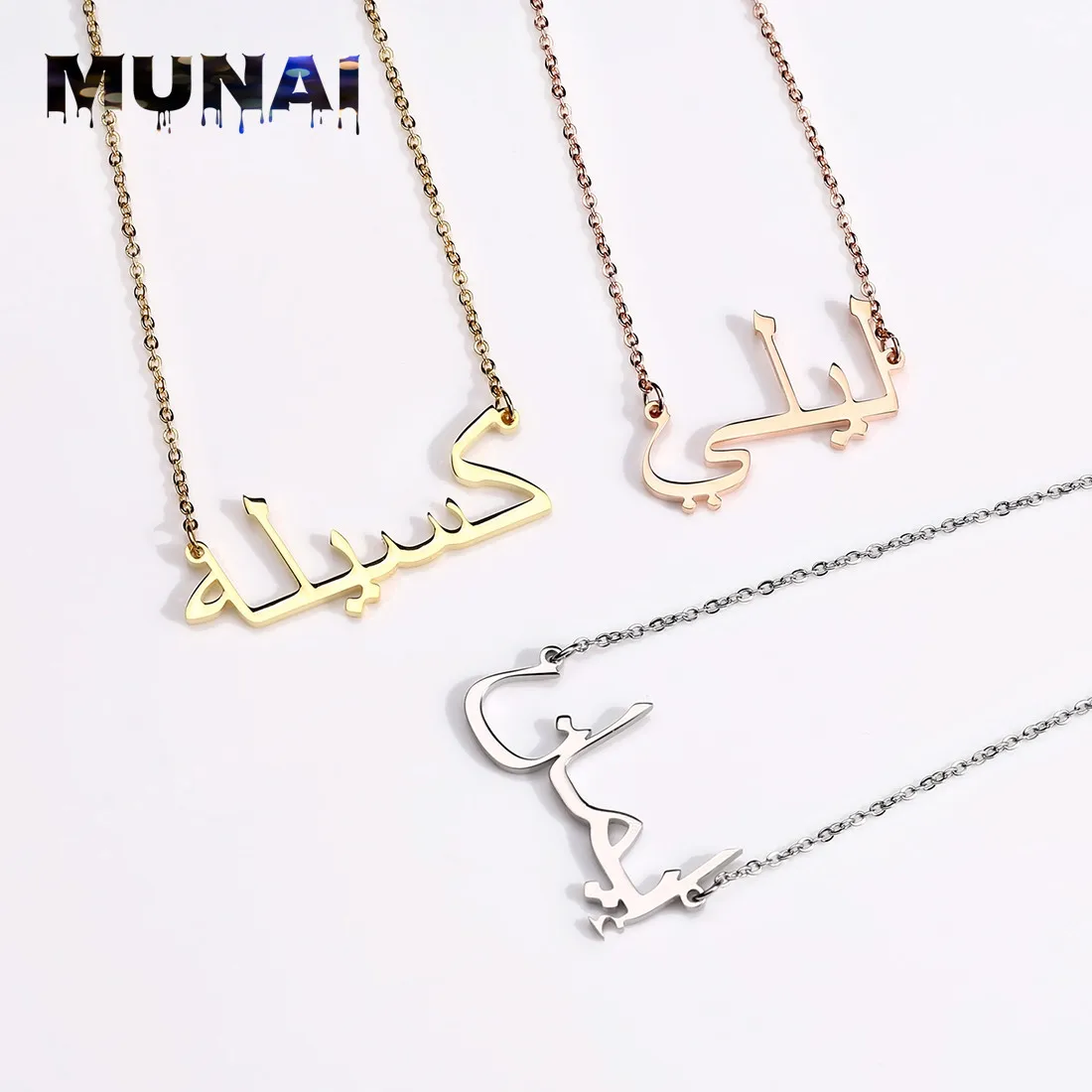 925 Sterling Silver Personalized Arabic letter Pendant Necklace Gifts for Mother Women