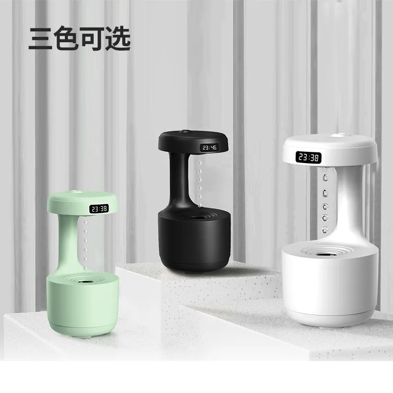 Portable 800ml Anti-gravity Humidifier Digital Clock Ultrasonic Aroma ...