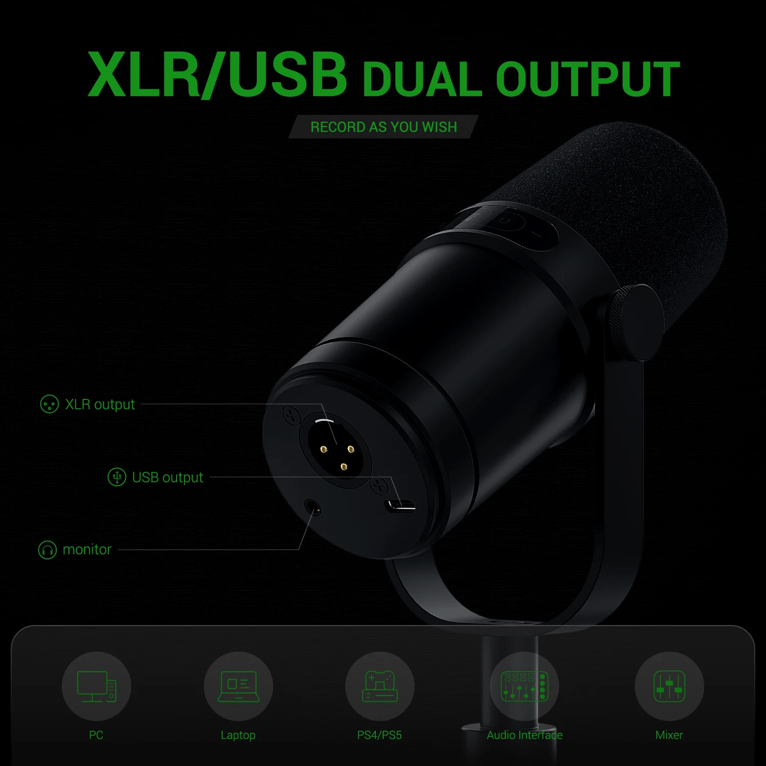 ZTT30 Professional Audio Studio Recording Dynamic XLR USB Youtube Wired Vocal Microphone