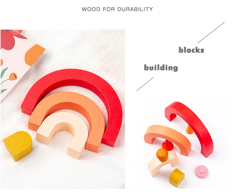Large Wooden Rainbow Stacker Game Rainbow Stacking Toys Montessori