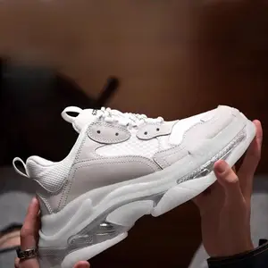 Luxury Platform Sneakers with Packaging Clear Sole Black Designer Casual Shoes