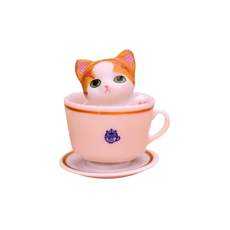Jincan Factory Wholesale Mini Tea Cup Orange Cat Kitten Doll Hand