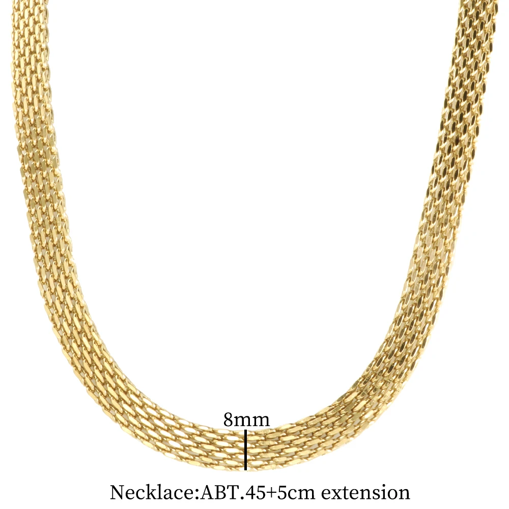 INS Retro 18k Gold Plated Stainless Steel Jewelry Minimalist Charm Mesh Belt Chain Wide Choker Necklace Bracelet for Women