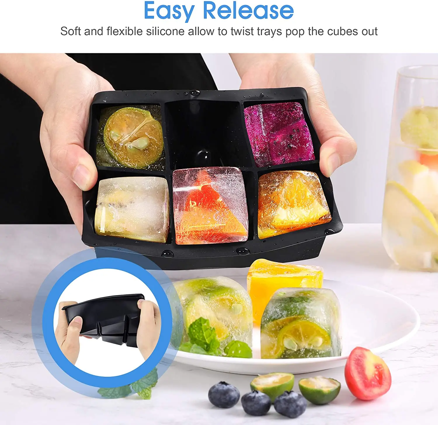 6 Cavities High Quality Large Block Ice Tray Silicone - China Ice Cube Mold  and Silicone Ice Cube Mold price