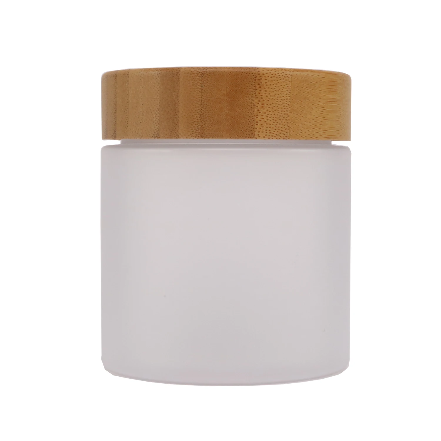 Cosmetic Jar Bamboo Lid Body Scrub BUTTER Cosmetic Cream Container 150ml 150g 250ml 5oz 8oz PET Frosted Amber Plastic Jar With Bamboo Wooden Lids