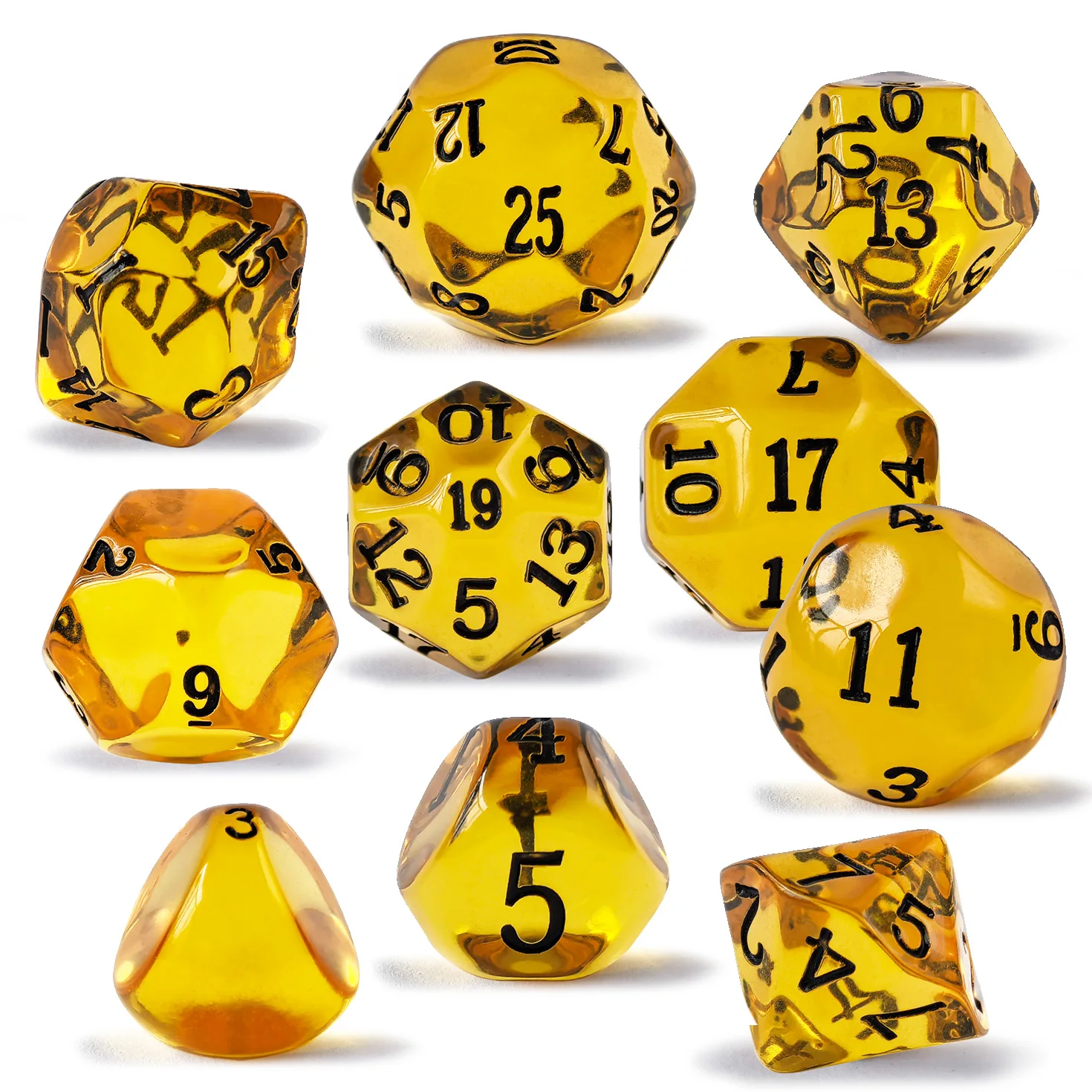 Bescon 10 Pieces Odd Numbered Polyhedral Dice Set D3-D25