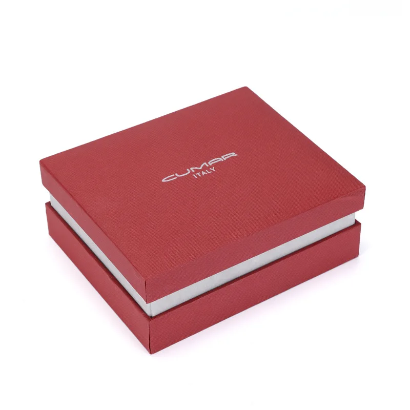 Custom Red Rigid Lid and Base Box with Neck Silver Hot Stamping Customized Logo High Quality Eco Friendly