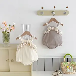 Summer Baby Lace Trim Strap Romper Ins Style Fashionable Bodysuit Baby Girl Rompers
