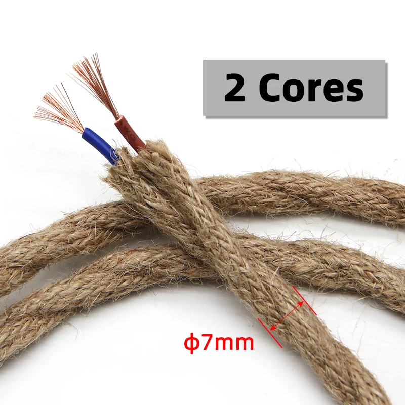 5 Meters 3 Core Black Cable Vintage Antique Braided Twisted Fabric Lighting Cable 5 Meters Woven Silk Flexible Wire Cord Light - View #6