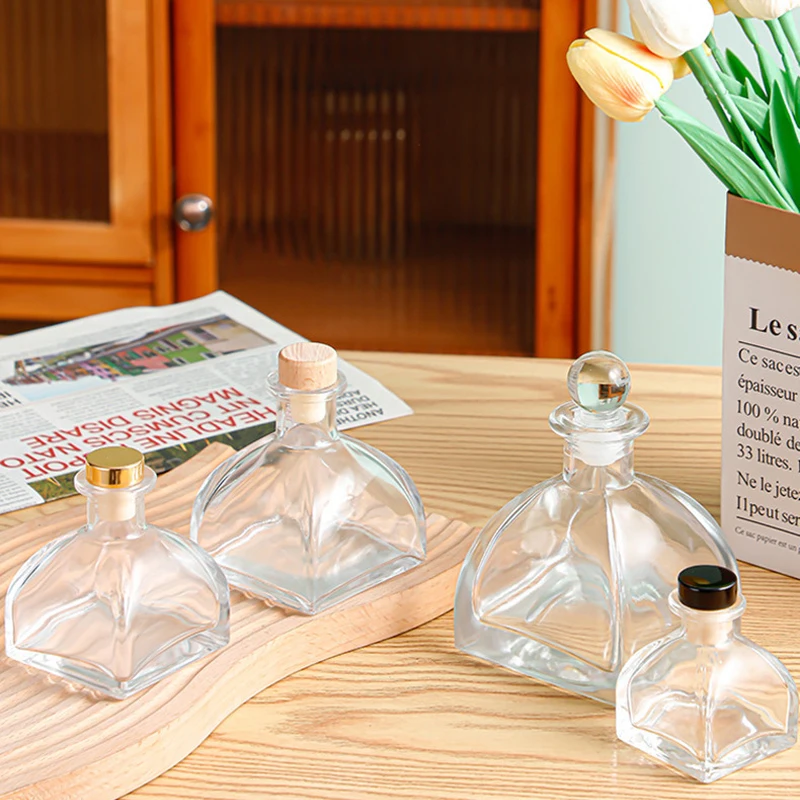 Unique Shape Home Decor 50ml 150ml 250ml Empty Clear Glass Bottles for Reed Diffuser Aroma