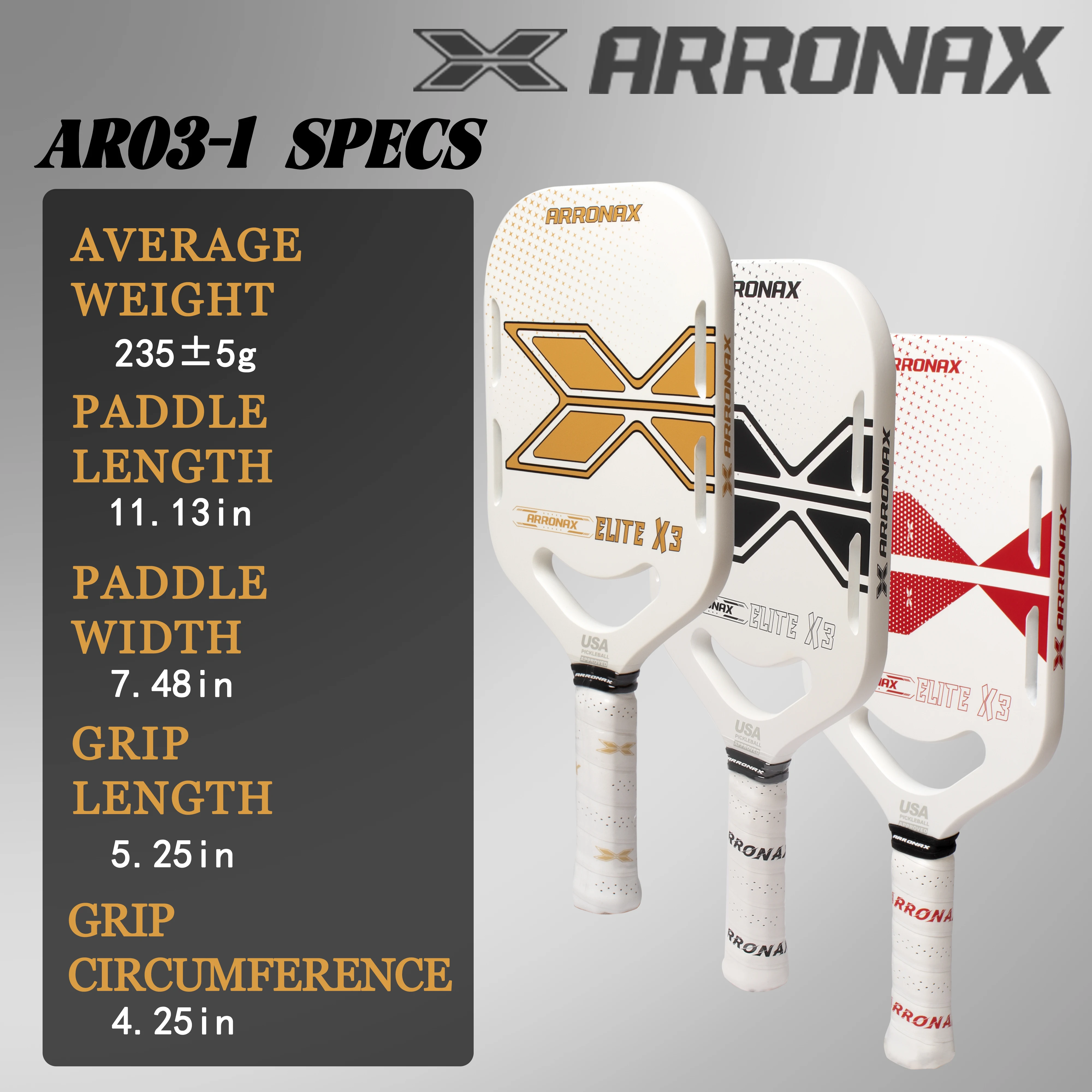Arronax USAPA Approved T700 Raw Carbon Fiber Pickleball Paddle