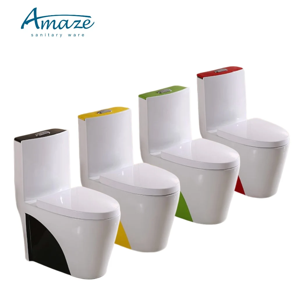 Modern design bathroom color toilet one-piece floor mounted dual flush toilet factory