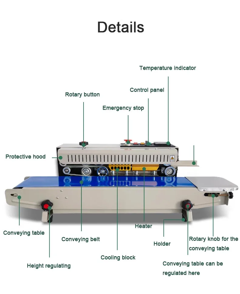 Continuous Nitrogen Gas Filling Flush Plastic Bag Band Sealer Heat