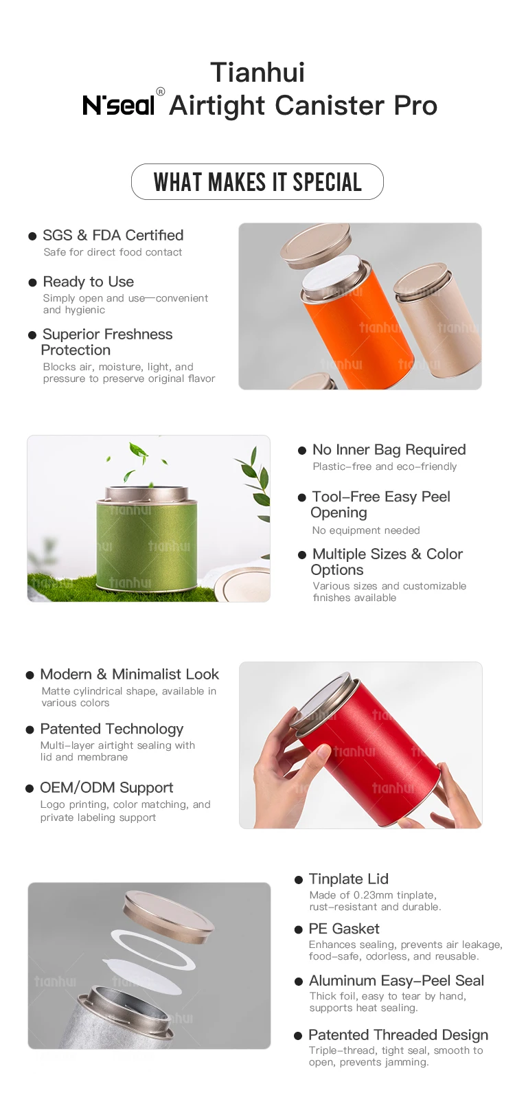 tianhui customized full range combination composite sealed tank for tea leaves-1